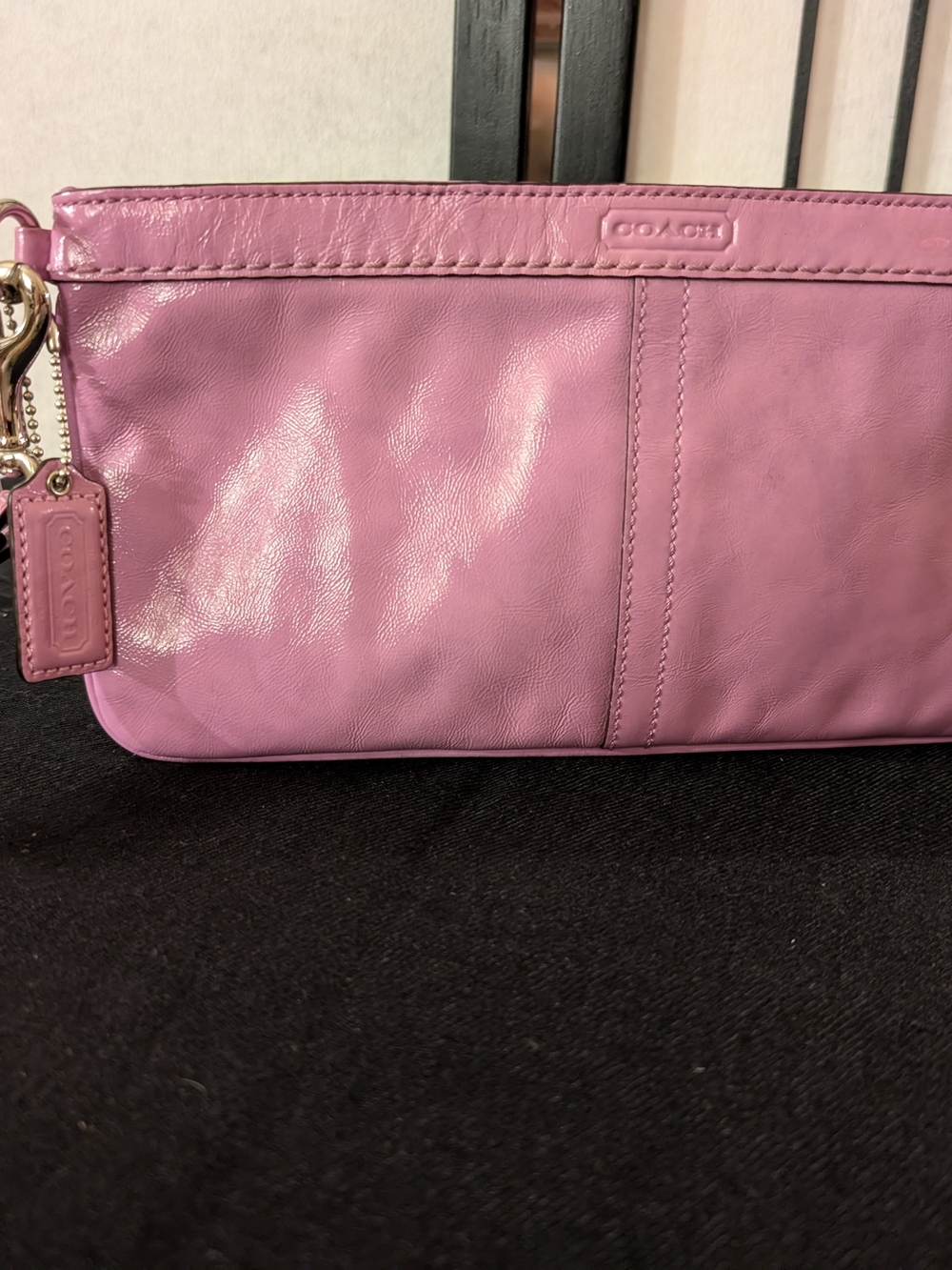 Coach Lavender Pink Leather Wristlet Clutch with Logo Tag